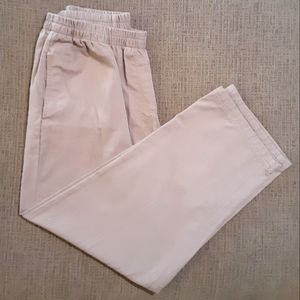 SZ L ELASTIC WAIST PANTS FRONT POCKETS